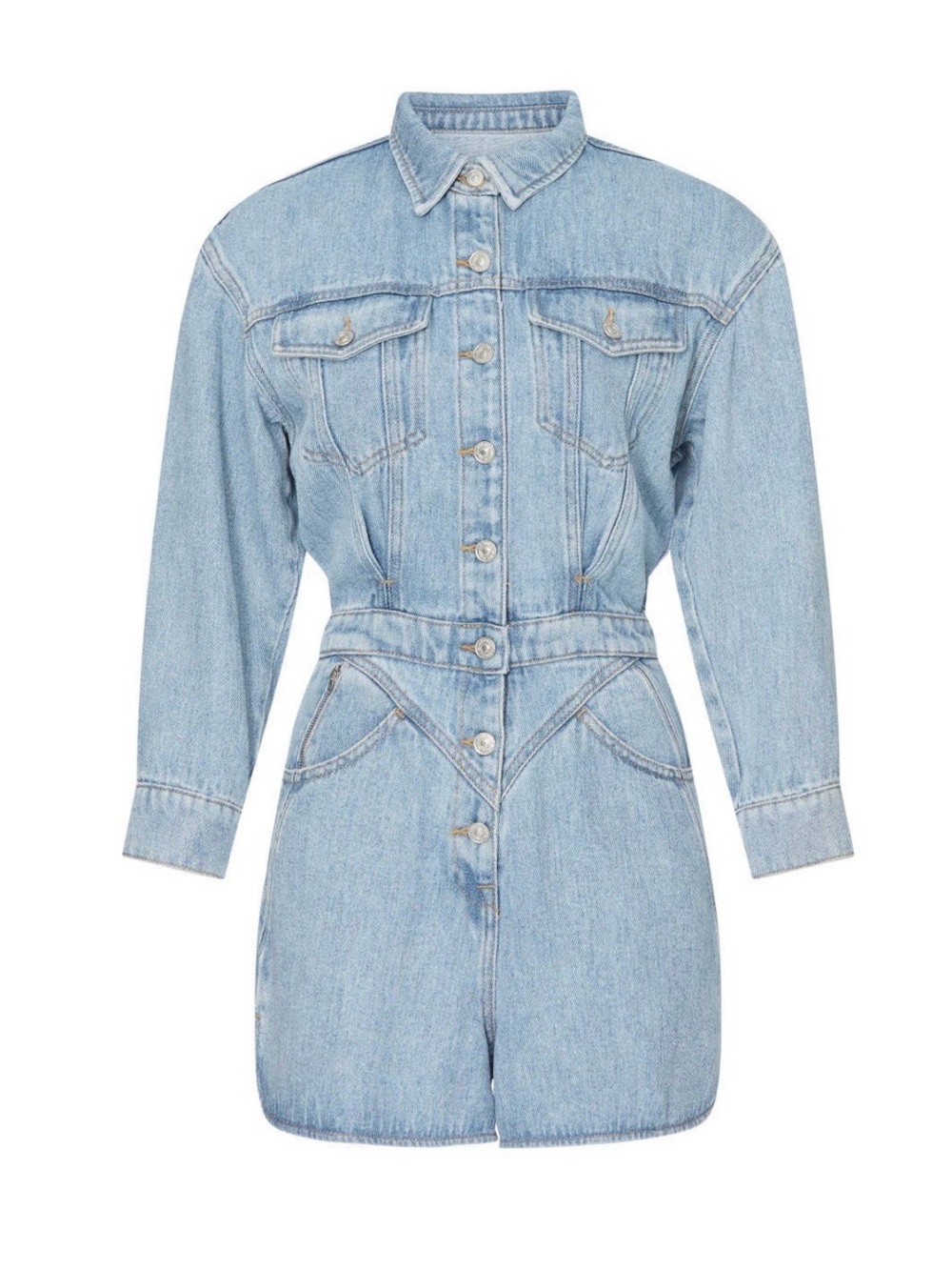 7 For All Mankind Light Blue Denim Romper - Size: S - Picture 2 of 8